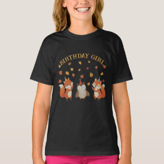 T-shirt Fête d'anniversaire d'automne en forêt avec renard