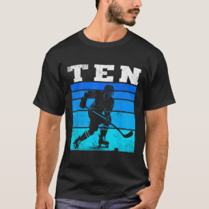 T-shirt Fête d'anniversaire de 10 ans garçons hockey sur g