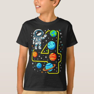T-shirt Fête d'anniversaire de 4 ans d'astronaute Fille Ga