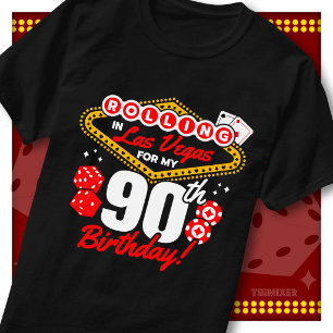 T-shirt Fête d'anniversaire de 90 ans au casino à Las Vega