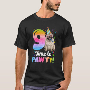 T-shirt Fête d'anniversaire de 9 ans de Pug Chien de neuf 