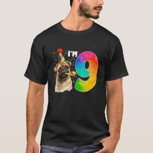 T-shirt Fête d'anniversaire de Bouledogue Pug de neuf ans