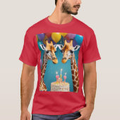 T-shirt Fête D'Anniversaire De Giraffe Avec Gâteau De Ball (Devant)