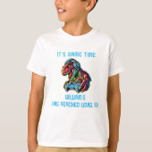 T-shirt Fête d'anniversaire de jeu vidéo dinosaure (Devant)