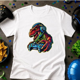 T-shirt Fête d'anniversaire de jeu vidéo dinosaure gaming