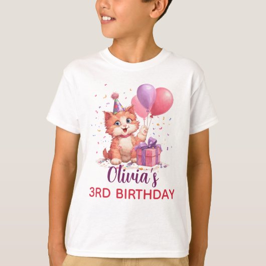 T-shirt Fête d'anniversaire de Kitty Cat (Devant)