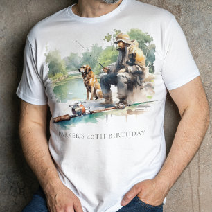 T-shirt Fête d'anniversaire de pêche à l'aquarelle personn