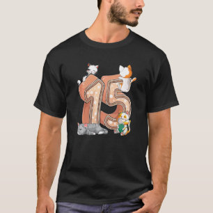 T-shirt Fête d'anniversaire des chats 15 ans Quinze 15 ans