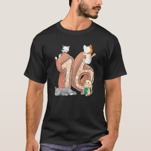 T-shirt Fête d'anniversaire des chats 16 ans Seize 16 ans