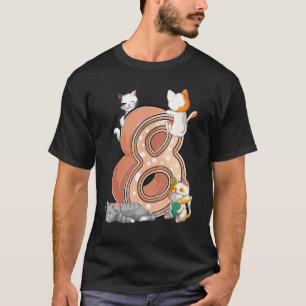 T-shirt Fête d'anniversaire des chats 8 ans Huit 8 ans vie