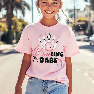 T-shirt Fête d'anniversaire drôle BOWling BABE Rubans rose