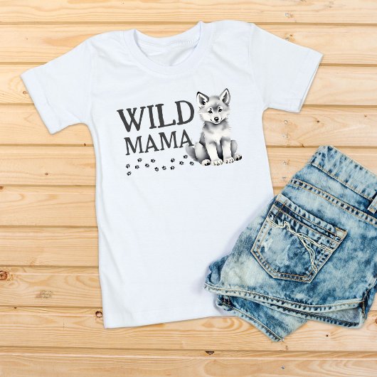 T-shirt Fête d'anniversaire du loup mignon Wild mama