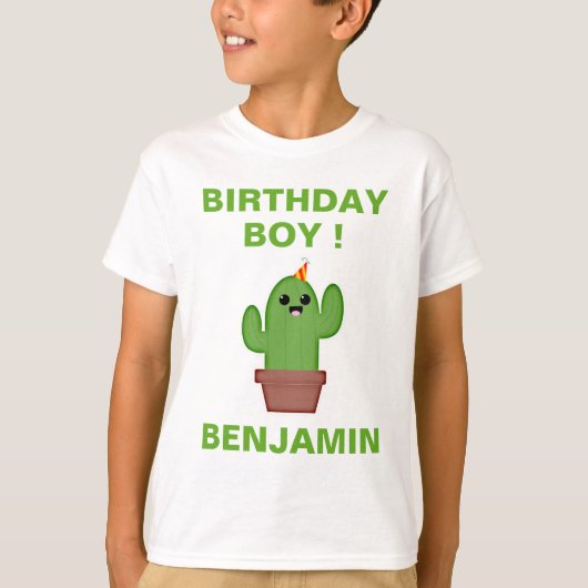 T-shirt Fête d'anniversaire mignonne de cactus de Kawaii (Devant)