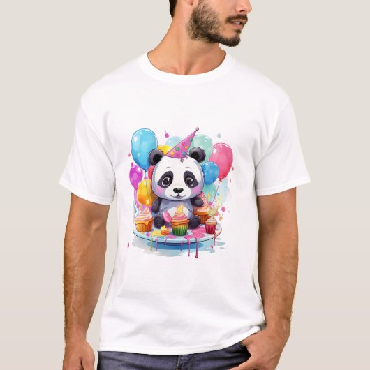 T-shirt fête d'anniversaire panda bébé (Devant)