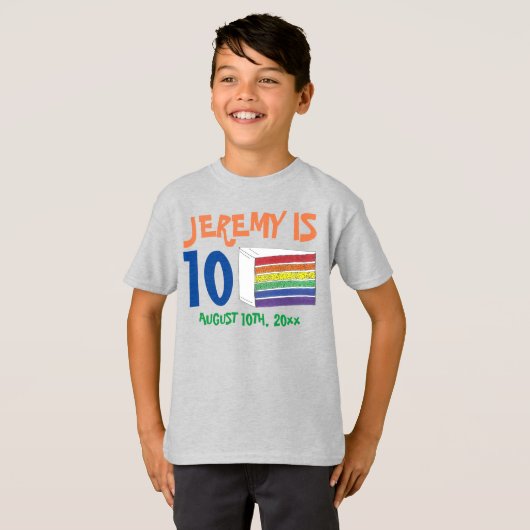 T-shirt Fête d'anniversaire personnalisée Favoriser Rainbo (Devant entier)