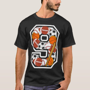 T-shirt Fête d'anniversaire sportive pour 9 ans