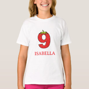 T-shirt Fête d'anniversaire thème fraise 9 ans