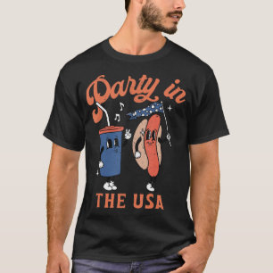 T-shirt Fête Dans Les Etats-Unis Hot Dog Love USA Fun Quar