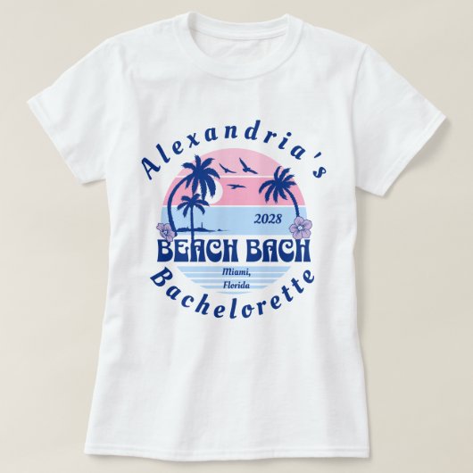 T-shirt Fête de Bachelorette sur la plage du nom de la mar (Design devant)