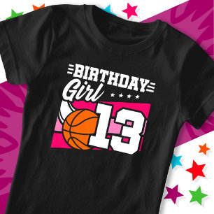 T-Shirt Fête de basket-ball 13 ans Fille 13e anniversaire