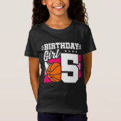 T-Shirt Fête de basket-ball de 5 ans 5e anniversaire fille (Devant)