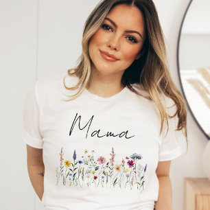T-shirt Fête de Bébé Maman Prairie Fleurie Élégante