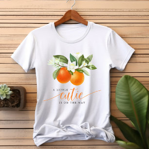 T-shirt Fête de Bébé Orange Citrus Little Cutie en Route