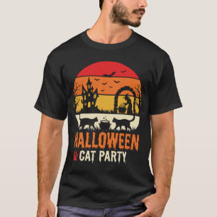 T-shirt Fête de chat d'Halloween Sorcière Chaudron Silhoue