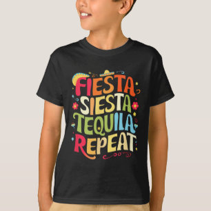 T-shirt Fête de citations drôles Repos Fiesta Répéter Cinc