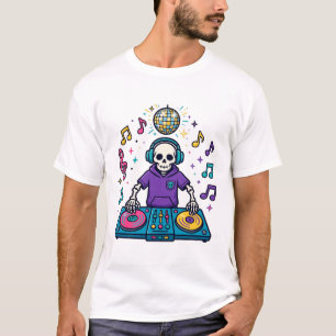 T-shirt Fête de DJ squelette drôle Musique d'Halloween Art