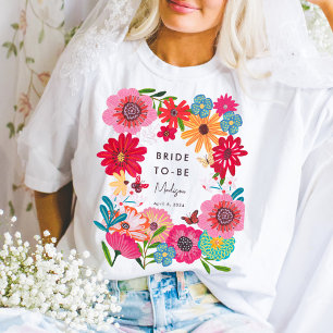 T-shirt Fête de Fiançailles aux Fleurs Sauvages Lumineuses