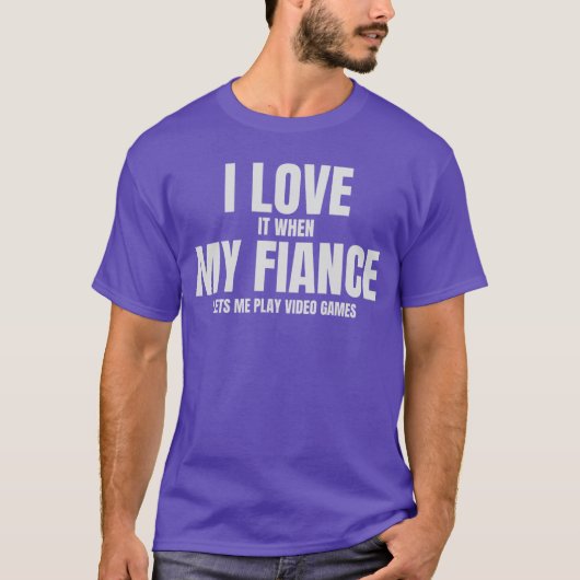 T-shirt Fête de fiançailles J'aime mon fiancé Nouvellement (Devant)
