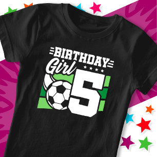 T-Shirt Fête de football de 5 ans 5e anniversaire fille