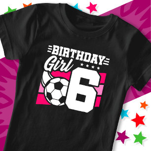 T-Shirt Fête de football de 6 ans 6e anniversaire fille