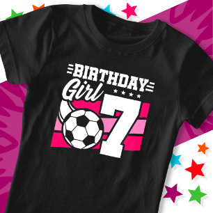 T-Shirt Fête de football de 7 ans 7e anniversaire fille