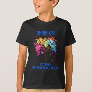 T-shirt Fête de jeu vidéo Boy Blue Level Up