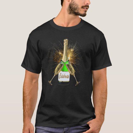 T-shirt Fête de la bouteille de champagne (Devant)