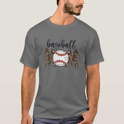 T-shirt Fête de la Mère du Léopard Maman de Baseball Soft (Devant)