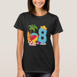 T-shirt Fête de la piscine de plage de 8 ans Anniversaire 