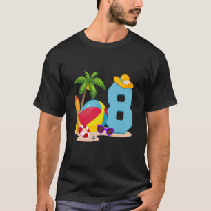 T-shirt Fête de la piscine de plage de 8 ans Anniversaire