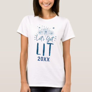 T-shirt Fête de la Réveillon du Nouvel An, Lit Blue Typogr