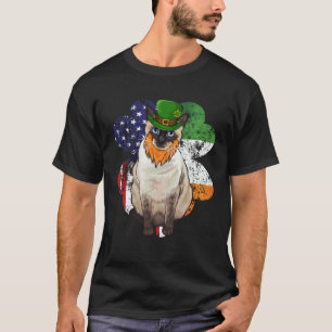 T-shirt Fête de la Saint-Patrick Chat siamois Drapeau Amér