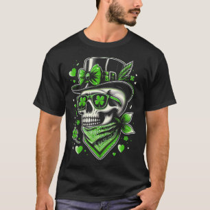 T-shirt Fête de la Saint-Patrick Femmes Crâne Chignon Méss