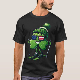 T-shirt Fête de la Saint-Patrick Ski Shamrock Trèfles Drap
