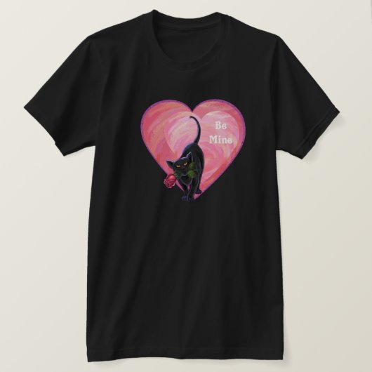 T-shirt Fête de la Saint-Valentin au chat noir (Design devant)