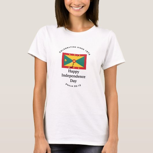 T-shirt Fête de l'INDÉPENDANCE GRENADA Carte du drapeau BL (Devant)