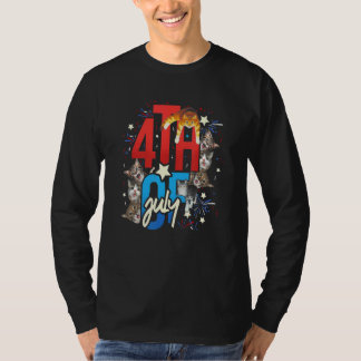 T-shirt Fête de l'Indépendance Usa Drapeau Chat 4 juillet 