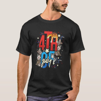 T-shirt Fête de l'Indépendance Usa Drapeau Chat 4 juillet 