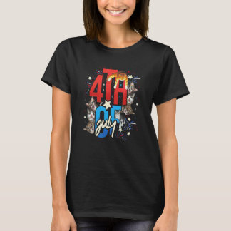 T-shirt Fête de l'Indépendance Usa Drapeau Chat 4 juillet 