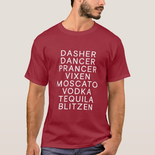 T-shirt Fête de Noël en buvant Dasher Dancer (Devant)